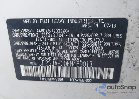 2014 Subaru Forester 2.5I Limited из США, поврежденный, VIN JF2SJAHC0EH469013